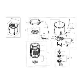 Tub Diagram and Parts List for WA456DRHDWR AA-02 Samsung Washer