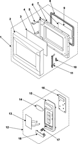 Control Panel/door Assembly Diagram and Parts List for ME1460SB XAA Samsung Microwave