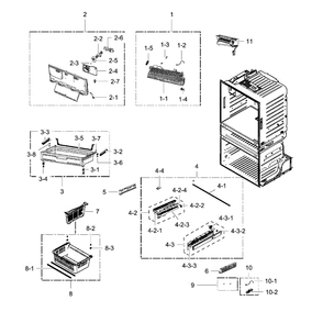 Freezer Assembly Diagram and Parts List for RF28HMEDBSR AA-0009 Samsung Refrigerator
