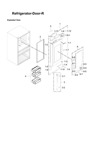 Right Refrigerator Door Parts Diagram and Parts List for RF23M8590SR AA-01 Samsung Refrigerator