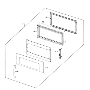 Door Assembly Diagram and Parts List for SMH1816W XAA-00 Samsung Microwave Oven Combo