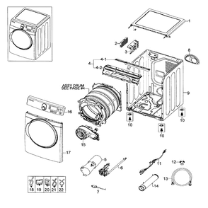 Main Assembly Diagram and Parts List for DV448AGE XAA-02 Samsung Dryer