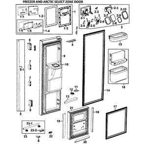 Left Doors Diagram and Parts List for RM255LARS XAA-00 Samsung Refrigerator