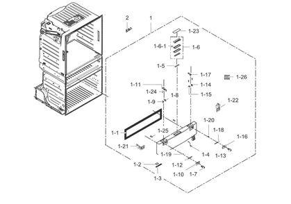 Flexzone Diagram and Parts List for RF28HMELBSR AA-08 Samsung Refrigerator