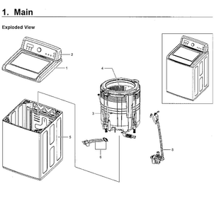 Main Asy Diagram and Parts List for WA5471ABW XAA-0001 Samsung Washer