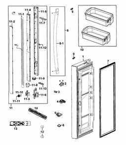 Door Left Diagram and Parts List for RF266AZRS XAA-0000 Samsung Refrigerator