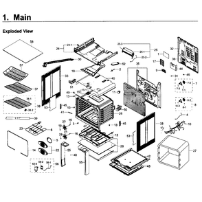 Main Assembly Diagram and Parts List for NE58K9560WS AA-0000 Samsung Range