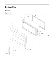 Door Assembly Diagram and Parts List for ME16A4021AS AA-00 Samsung Microwave