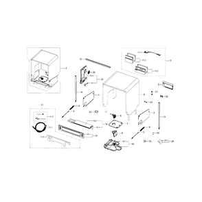 Case Assembly Diagram and Parts List for DW80H9940US AA-0000 Samsung Dishwasher