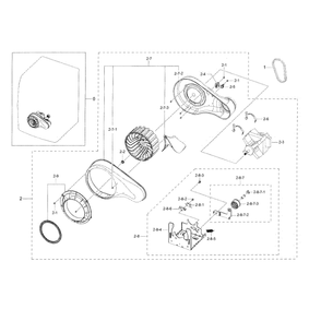 Motor Duct Diagram and Parts List for DV42H5600EP A3-0000 Samsung Dryer
