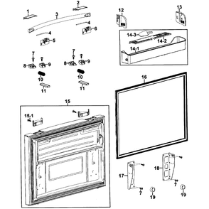 Freezer Door Diagram and Parts List for RFG293HAWP XAA-0000 Samsung Refrigerator