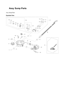 Sump Parts Assembly Diagram and Parts List for DW80B7070US AA-00 Samsung Dishwasher
