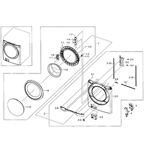 Front/door Assy Diagram and Parts List for WF511ABW XAA-0003 Samsung Washer