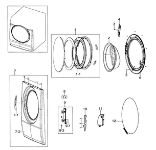 Front/door Assy Diagram and Parts List for WF337AAR XAA-0000 Samsung Washer