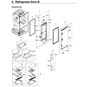 Fridge Door R Diagram and Parts List for RF22KREDBSG AA-0001 Samsung Refrigerator