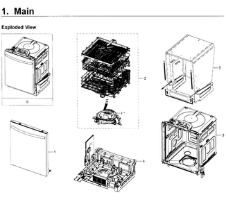 Main Asy Diagram and Parts List for DW80K7050UG AA-0000 Samsung Dishwasher