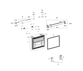 Freezer Door Diagram and Parts List for RFG238AARS XAA-0001 Samsung Refrigerator