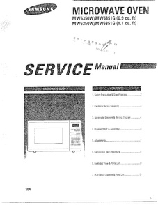 Microwave Serv Manual/front Cover Diagram and Parts List for MW6350W XAA Samsung Microwave