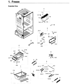 Freezer Diagram and Parts List for RF23HCEDBSR AA-0011 Samsung Refrigerator