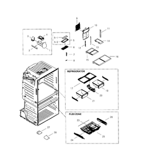 Refrigerator Diagram and Parts List for RF4267HARS XAA-0004 Samsung Refrigerator