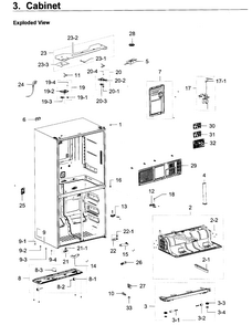 Cabinet Diagram and Parts List for RF23J9011SG AA-0002 Samsung Refrigerator