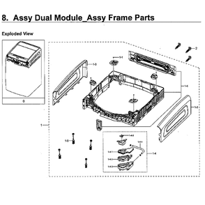 Frame 2 Diagram and Parts List for WV55M9600AV A5-01 Samsung Washer
