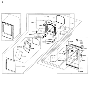 Frame Front And Door Diagram and Parts List for DV50K8600EW A3-0000 Samsung Dryer
