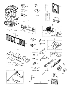 Cabinet Diagram and Parts List for RF260BEAESR AA-0001 Samsung Refrigerator