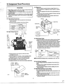 Component Test Procedure Diagram and Parts List for MU3050W XAA Samsung Microwave