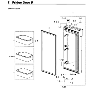 Fridge Door Rt Diagram and Parts List for RF28K9070SG AA-0001 Samsung Refrigerator