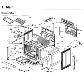 Main Assembly Diagram and Parts List for NX58F5500SS AA-02 Samsung Range