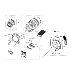Drum Diagram and Parts List for DV511AGR XAA-0003 Samsung Dryer