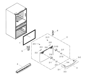 Part Location Diagram of DA63-07512A Samsung Freezer Door Bin Rack