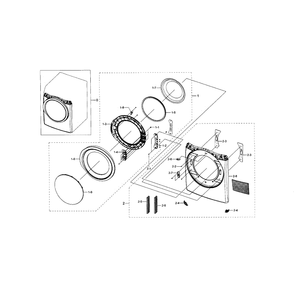 Frame Front And Door Diagram and Parts List for DV42H5600EW A3-0000 Samsung Dryer