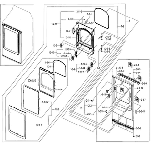 Frame Front & Door Diagram and Parts List for DV48J7770GW A2-0000 Samsung Dryer