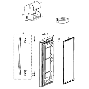 Right Door Diagram and Parts List for RF26XAEBP XAA-00 Samsung Refrigerator