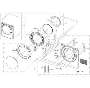 Frame Front & Door Diagram and Parts List for DV42H5000EW A3-0003 Samsung Dryer