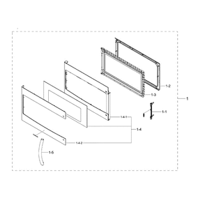 Door Assembly Diagram and Parts List for MC17F808KDT AA-00 Samsung Microwave Oven Combo