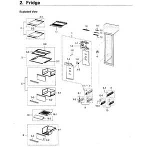 Fridge Diagram and Parts List for RH22H9010SR AA-03 Samsung Refrigerator