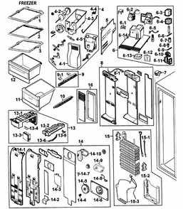 Freezer Diagram and Parts List for RS277ACWP XAA-0000 Samsung Refrigerator