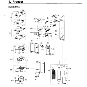 Freezer Diagram and Parts List for RH22H9010SR AA-0000 Samsung Refrigerator