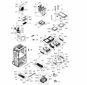 Refrigerator Diagram and Parts List for RF28HMEDBWW AA-0001 Samsung Refrigerator