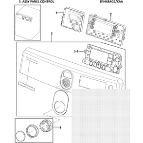 Control Panel Diagram and Parts List for DV448AGE XAA-0000 Samsung Dryer