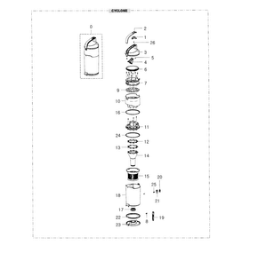 Cyclone Diagram and Parts List for VU12F70SHBC AA-0000 Samsung Upright Vacuum