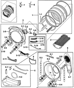 Drum Assy Diagram and Parts List for DV218AGB XAA-0000 Samsung Dryer