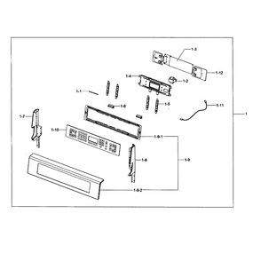 Control Panel Diagram and Parts List for NE595N0PBSR AA-01 Samsung Range