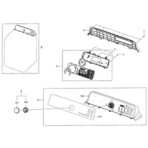 Control Panel Diagram and Parts List for DV456GWHDSU AA-0000 Samsung Dryer