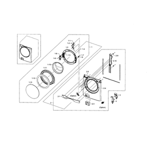 Frame Front And Door Diagram and Parts List for WF448AAW XAA-07 Samsung Washer