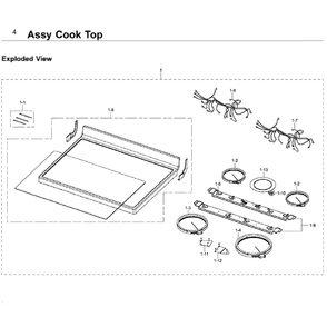 Cooktop Diagram and Parts List for NE59J3420SW AA-07 Samsung Range