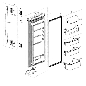 Right Door Diagram and Parts List for RF217ABRS XAA-0000 Samsung Refrigerator